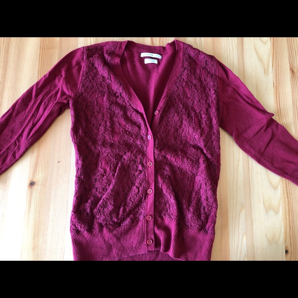 Classic Red Lace 3/4 Sleeve Cardigan